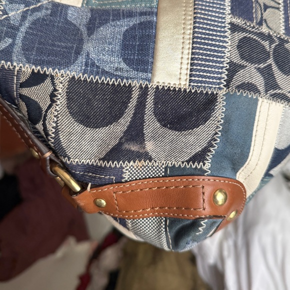 Vintage Y2K Coach Carly Blue Denim Patchwork Top Handle Bag 12215 - Picture 5 of 14